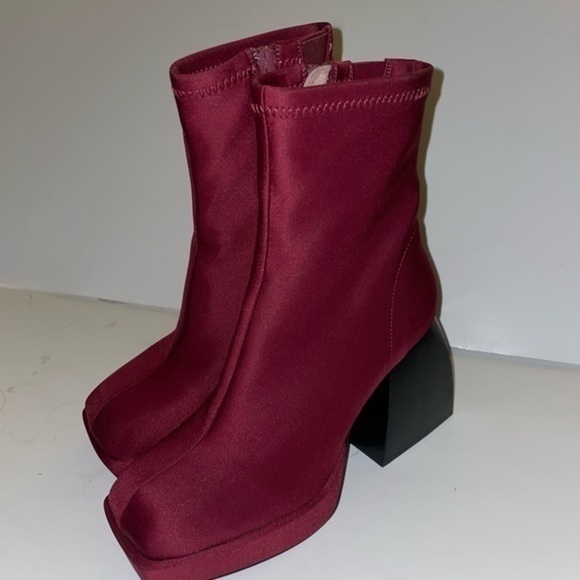 New Jeffrey Campbell Dauphin Wine Square Toe Boot size 7 - Picture 3 of 10